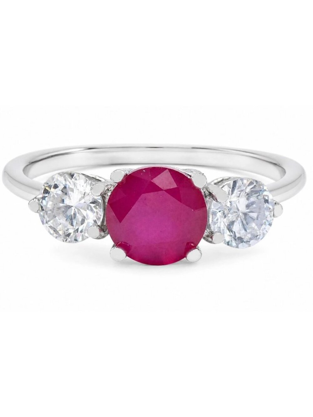 Created 1.65 Cts Ruby & White Sapphire Ring .925 Sterling Silver